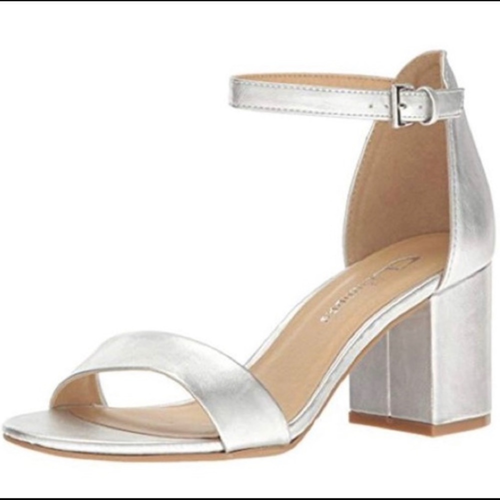 Silver block heel sandals
